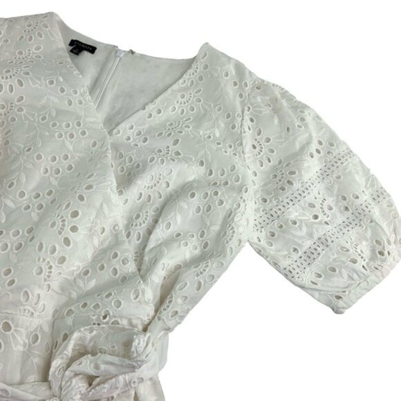 Talbots White Eyelet Belted Midi Wrap Dress - Picture 3 of 9